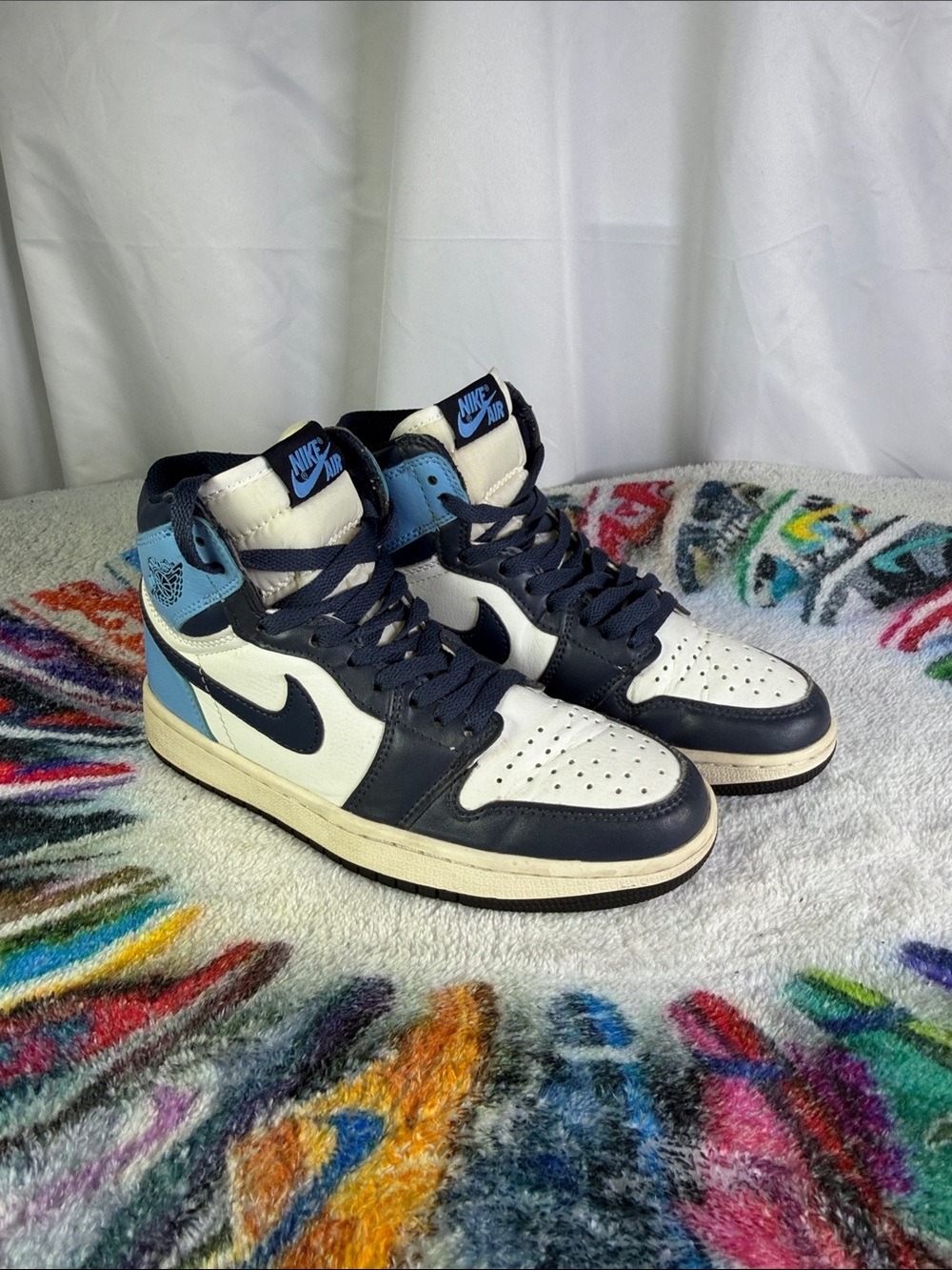 Nike Air Jordan 1 High Navy Blue and Light Blue Men’s Sneakers